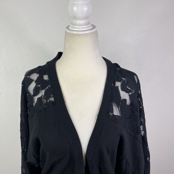 American Eagle Black Womens Cropped Cardigan Lightweight XL Lace Fairygrunge Y2K - Picture 5 of 12